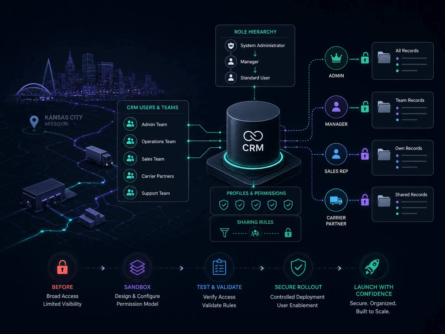 Kansas City Zoho CRM permission structure case study